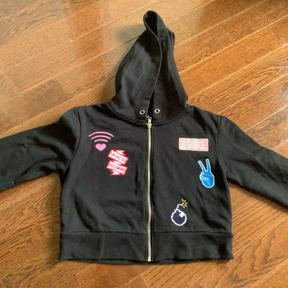 Zip-up Hoodie- Cropped & Embroidered